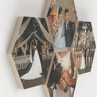 Aiya Hexagon Set of 4 – foto op hout – Memory Block NL
