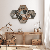 Aiya Hexagon Set of 4 – foto op hout – Memory Block NL