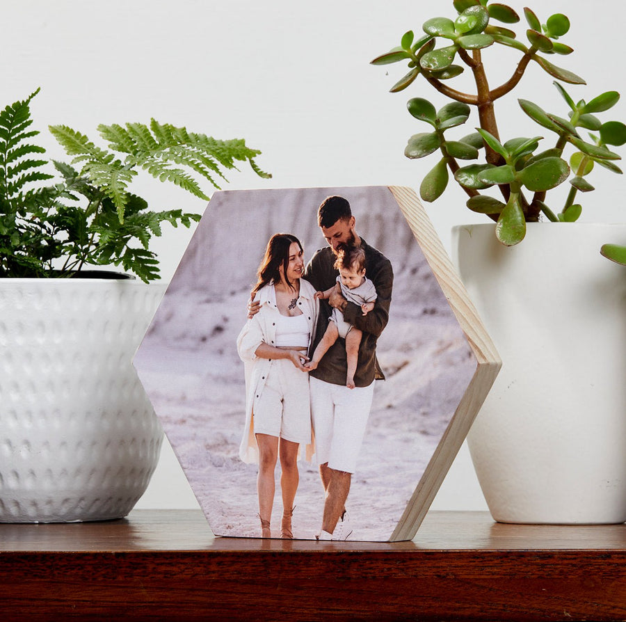 Hexagon – foto op hout – Memory Block NL