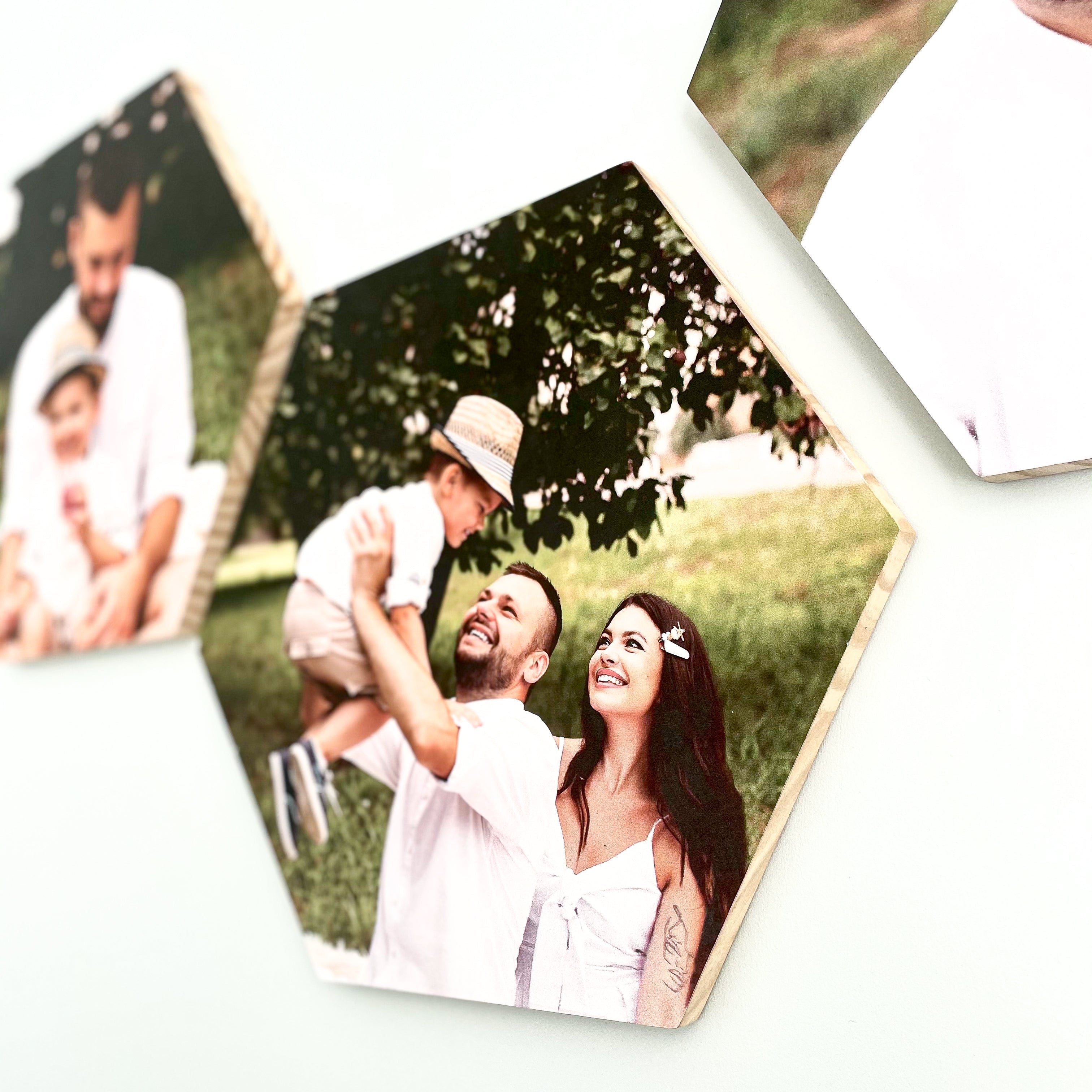 Hexagon – foto op hout – Memory Block NL
