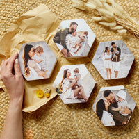 Hexagon – foto op hout – Memory Block NL