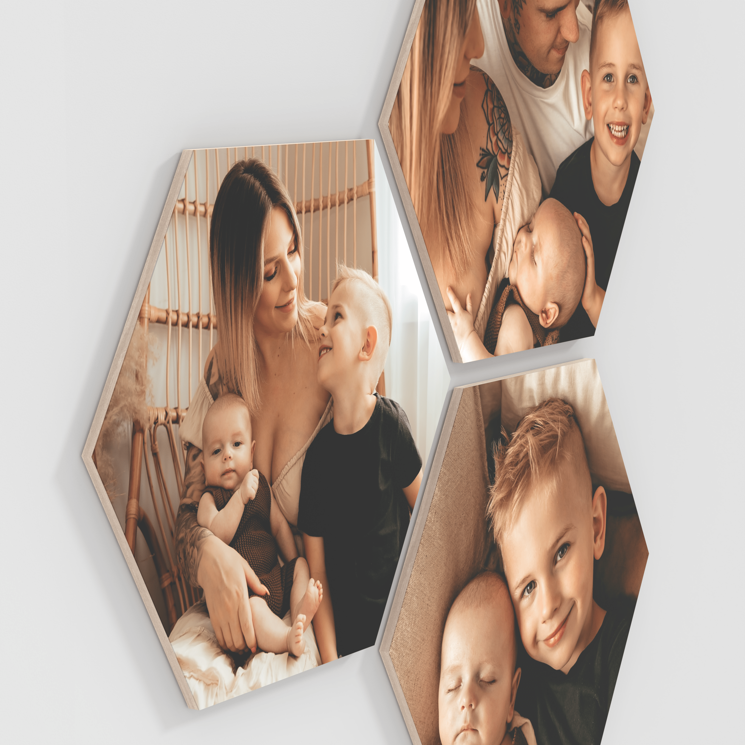 Hexagon – foto op hout – Memory Block NL