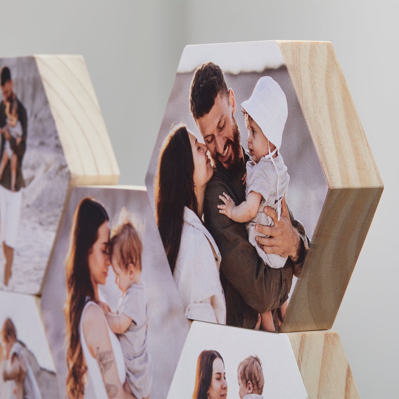Hexagon – foto op hout – Memory Block NL
