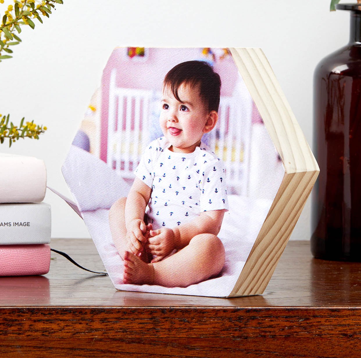 Hexagon – foto op hout – Memory Block NL