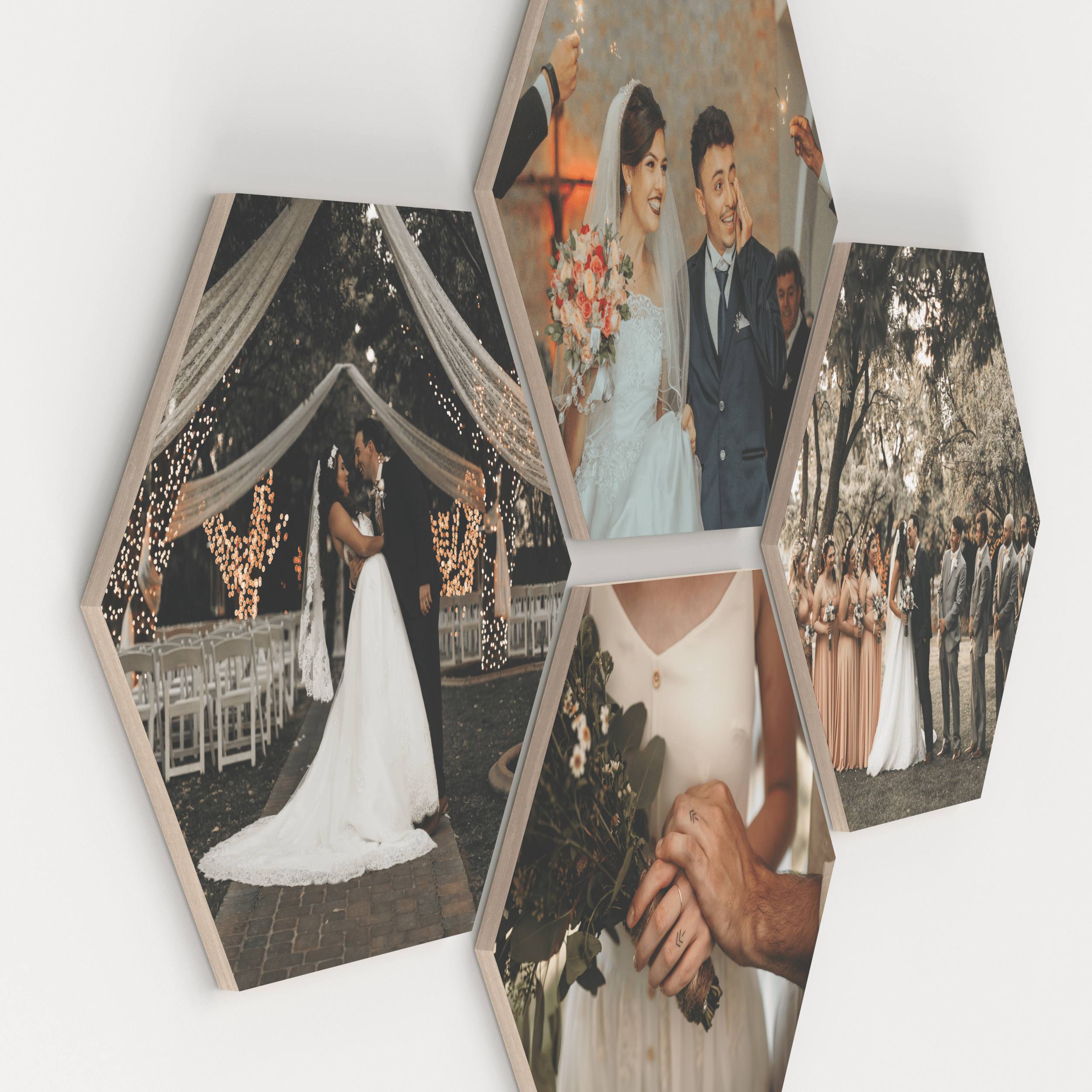 Hexagon – foto op hout – Memory Block NL