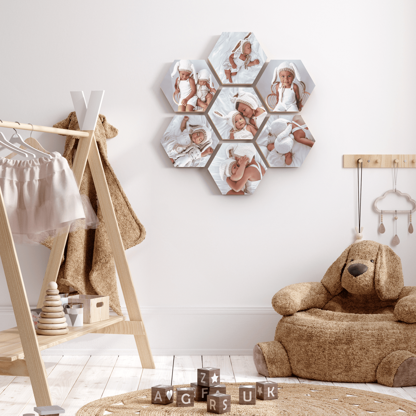 Hexagon – foto op hout – Memory Block NL