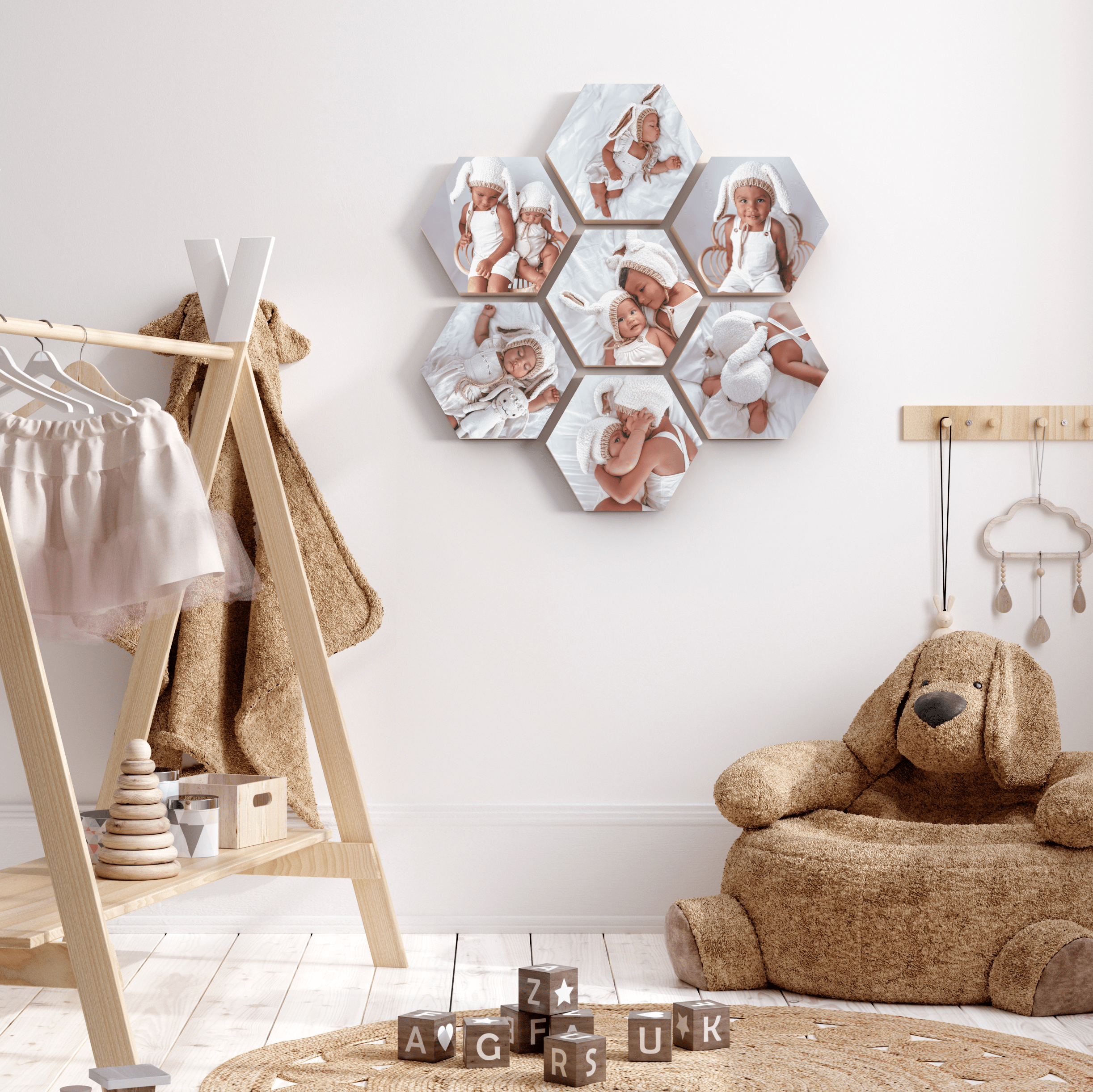 Hexagon – foto op hout – Memory Block NL