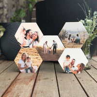 Hexagon Set of 5 – foto op hout – Memory Block NL