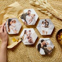 Hexagon Set of 5 – foto op hout – Memory Block NL