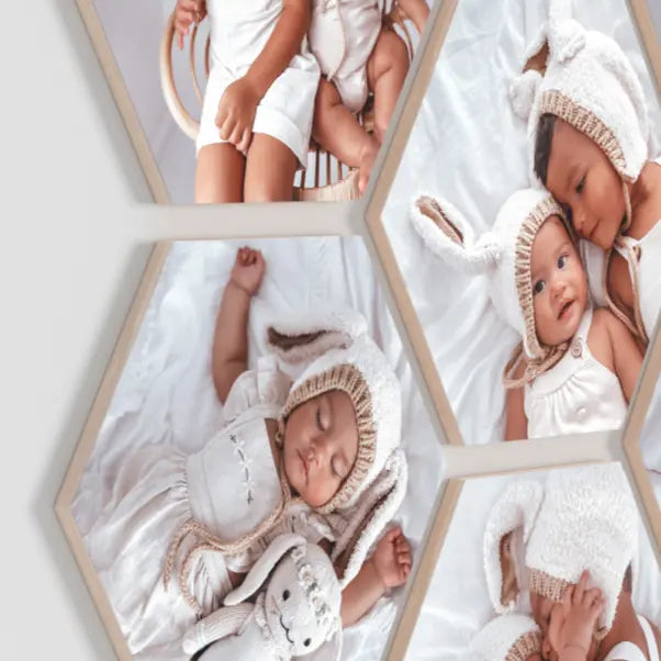 Hexagon Set of 5 – foto op hout – Memory Block NL