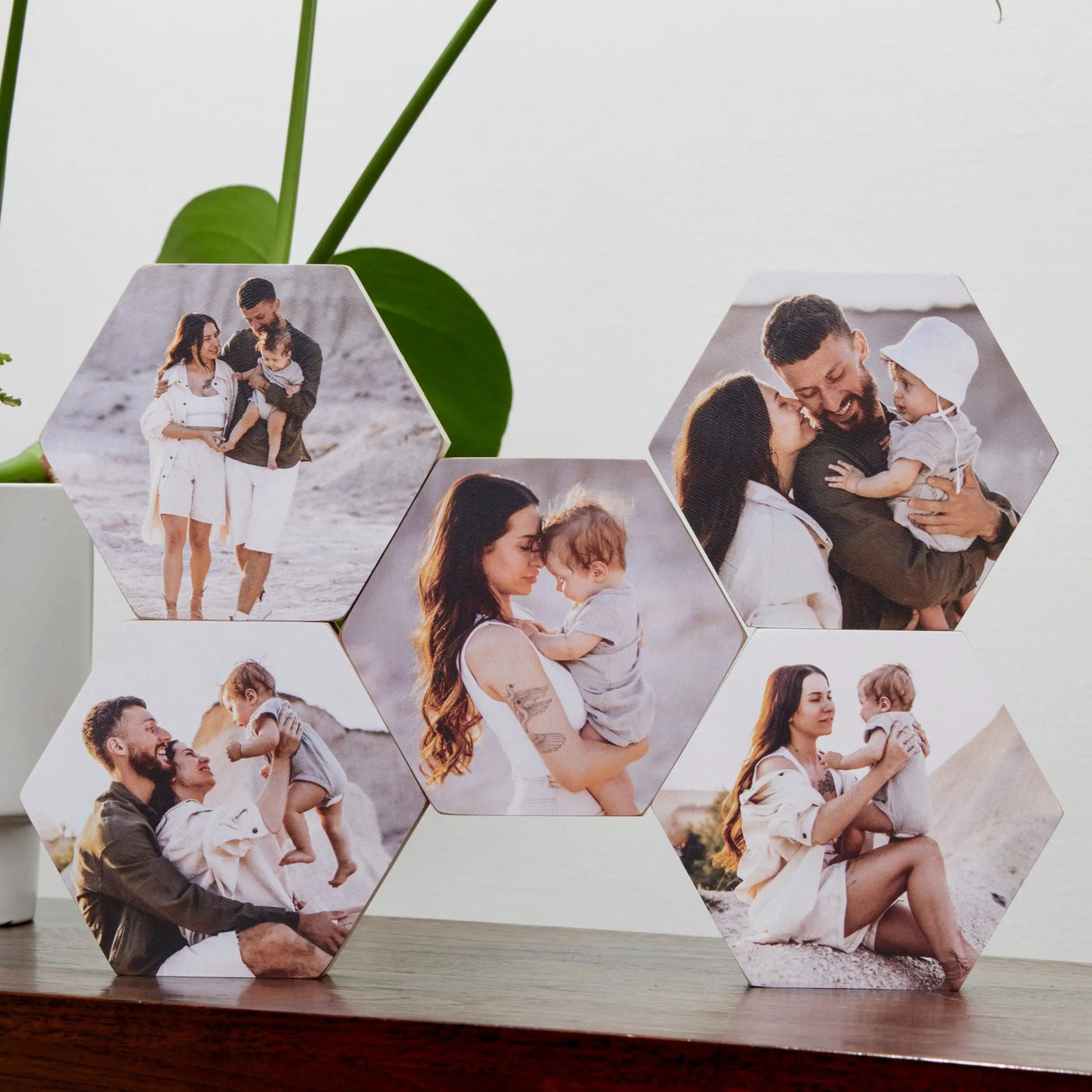 Hexagon Set of 5 – foto op hout – Memory Block NL