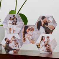 Hexagon Set of 5 – foto op hout – Memory Block NL