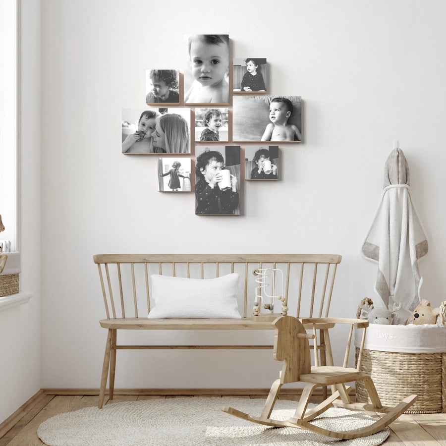 Malah set of 9 – foto op hout – Memory Block NL