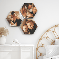 Rose Hexagon Set of 3 – foto op hout – Memory Block NL
