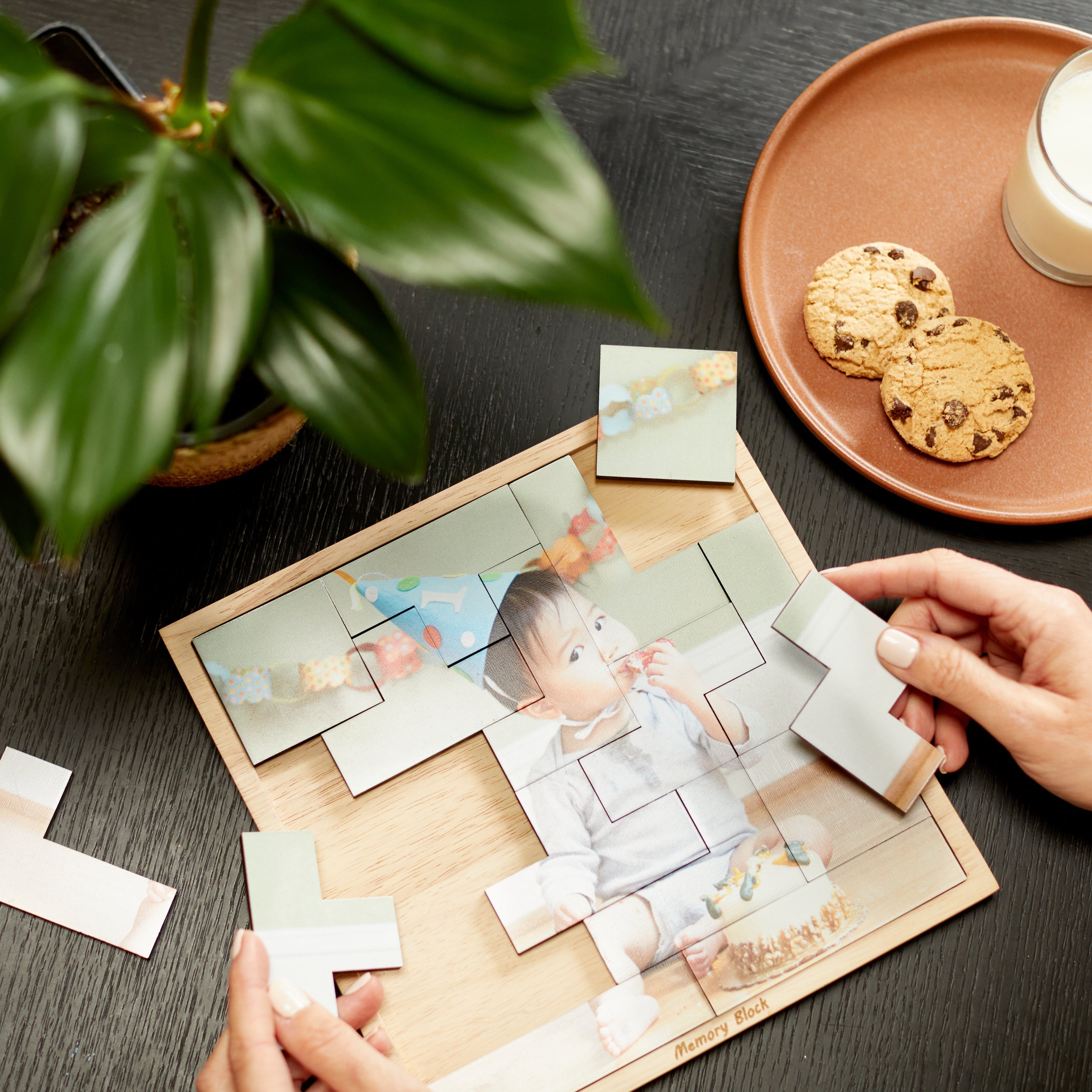 Square Tetris Puzzle – foto op hout – Memory Block NL